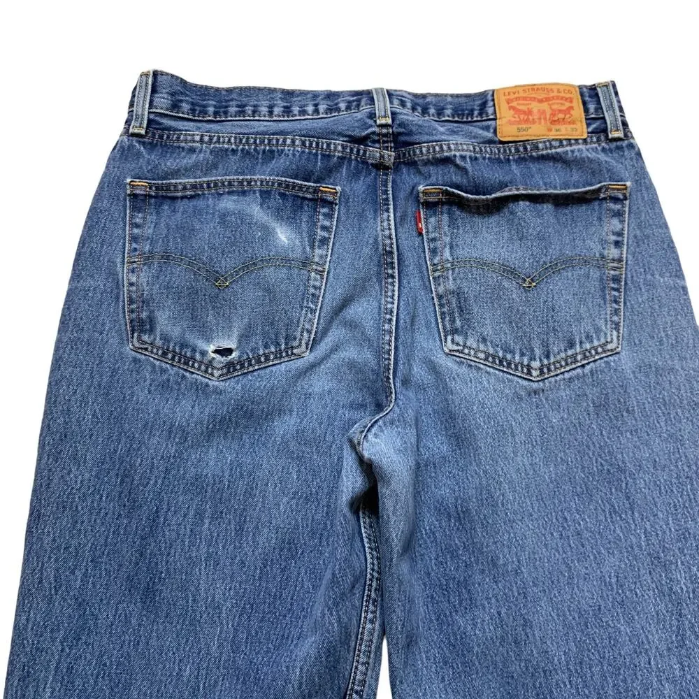 Levi's 550 Medium Wash Straight Leg Relaxed Denim Jeans Size 36 x 32
